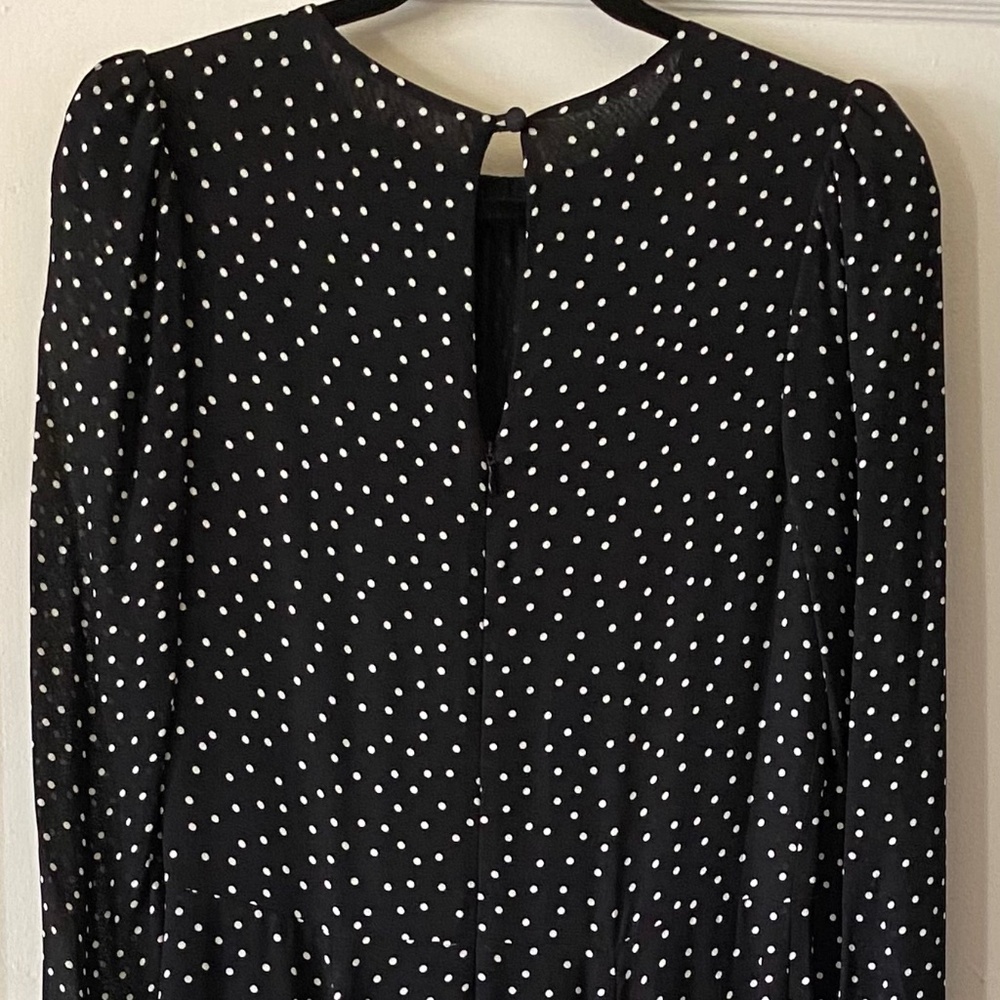 Reformation Black White Polka Dot Zip Mid Length Dress Size 6 - Picture 6 of 15